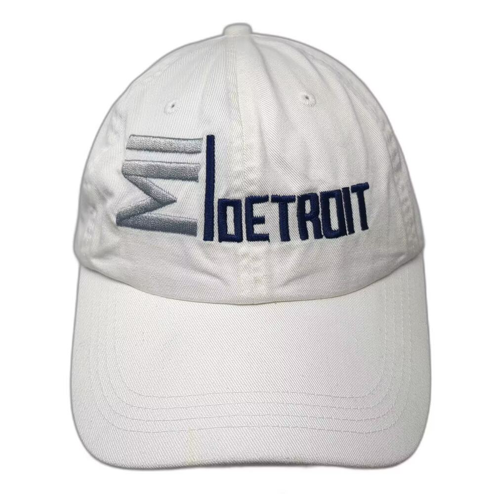 Paramount Apparel Detroit Michigan Hat White Blue Baseball Cap OS Embroidered